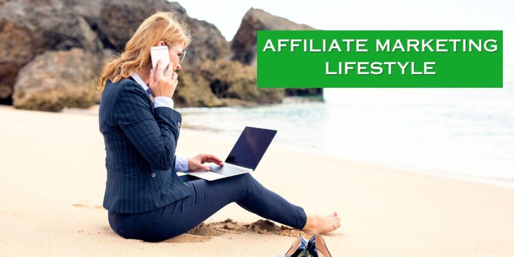 An affiliate working from the beach