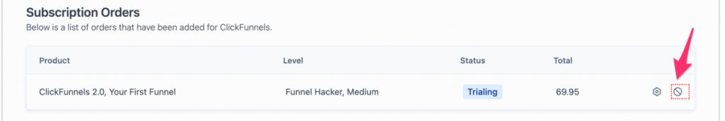 Cancel subscription page