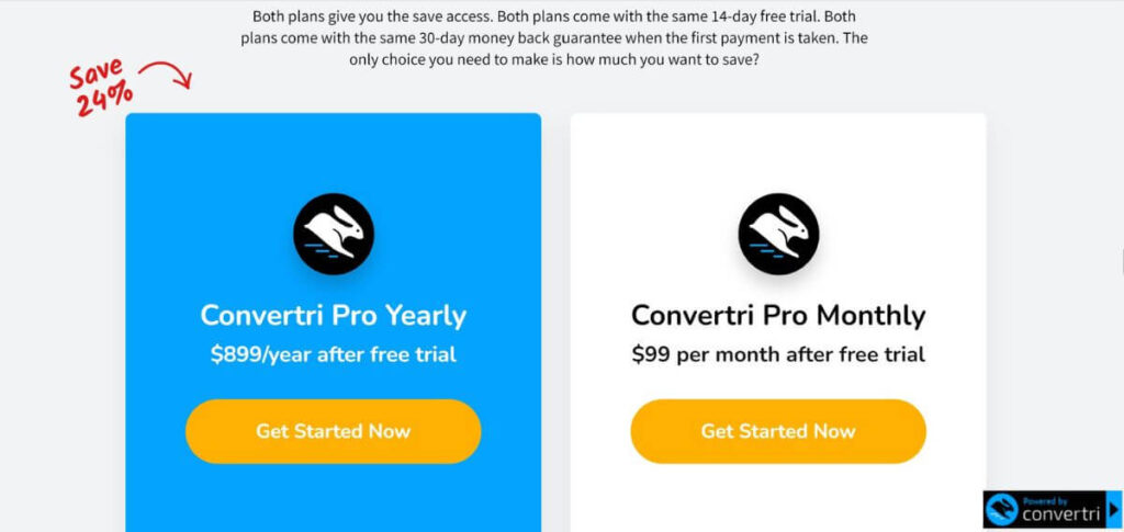 Convertri pricing plan