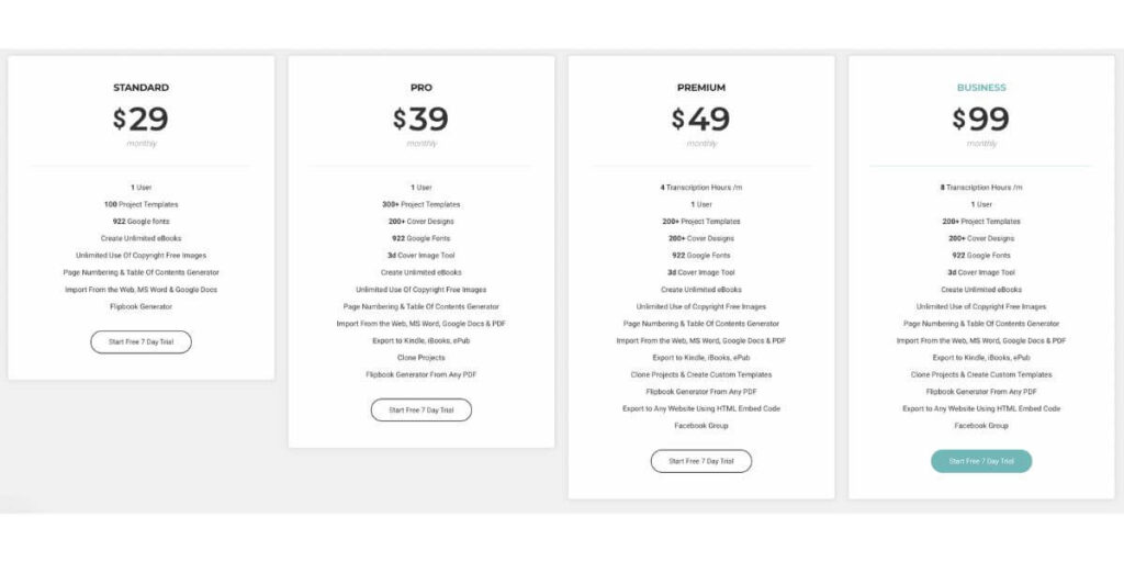 Designrr pricing chart