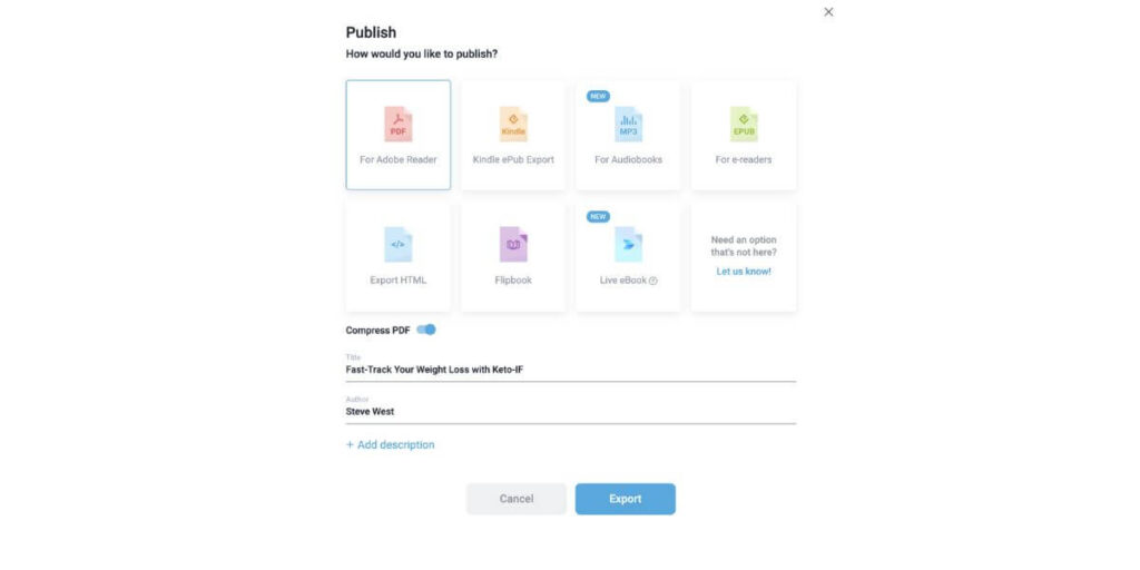 The publishing options