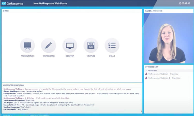 GetResponse hosted webinars