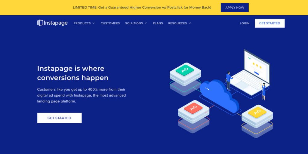 the InstaPage homepage