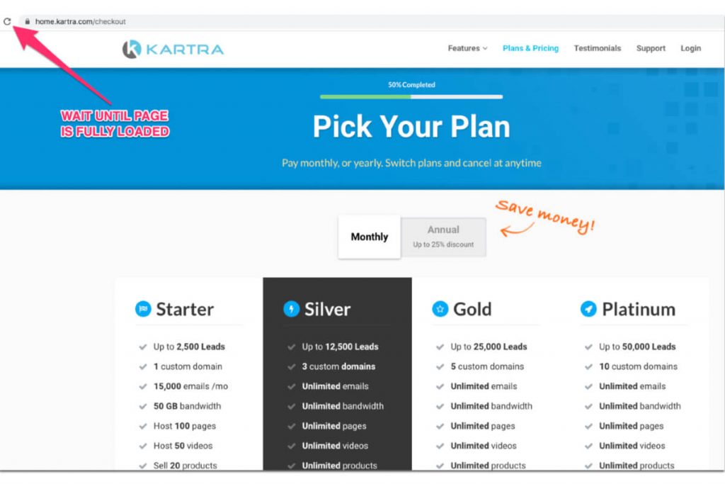 Kartra pricing page