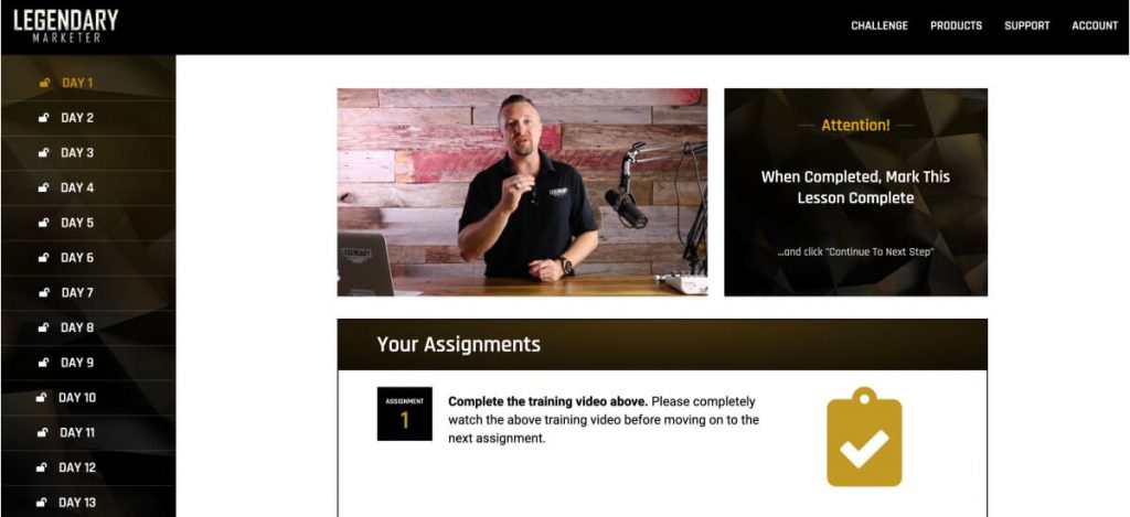 Legendary Marketer 15 Day Challenge private dashboard