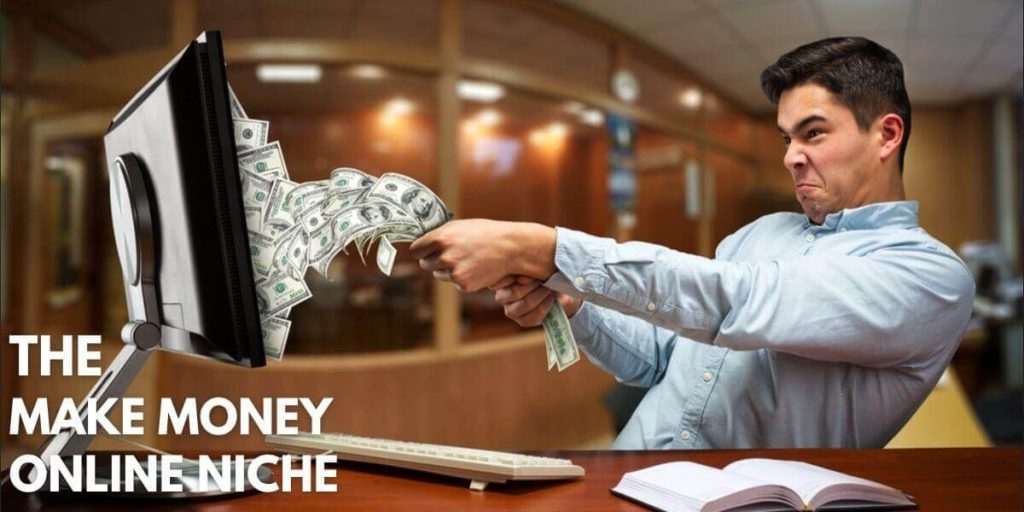 Man making money on a computer