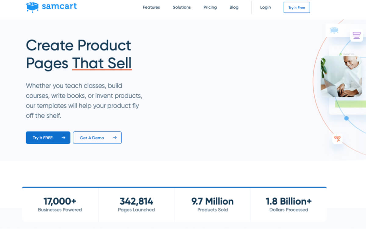 SamCart homepage