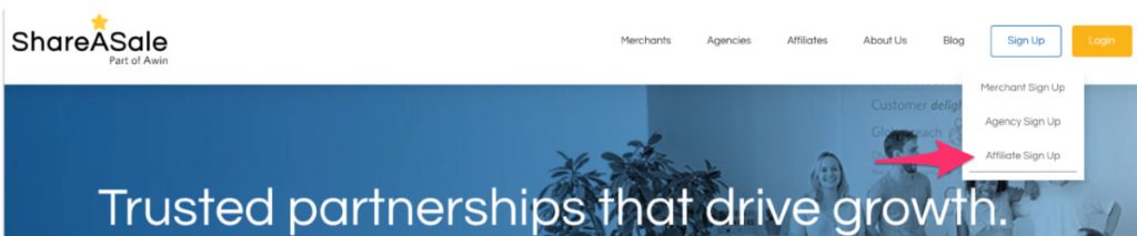 Signing up to ShareASale