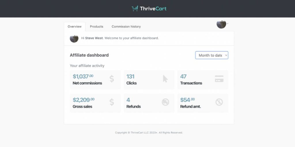 The affiliate dashboard