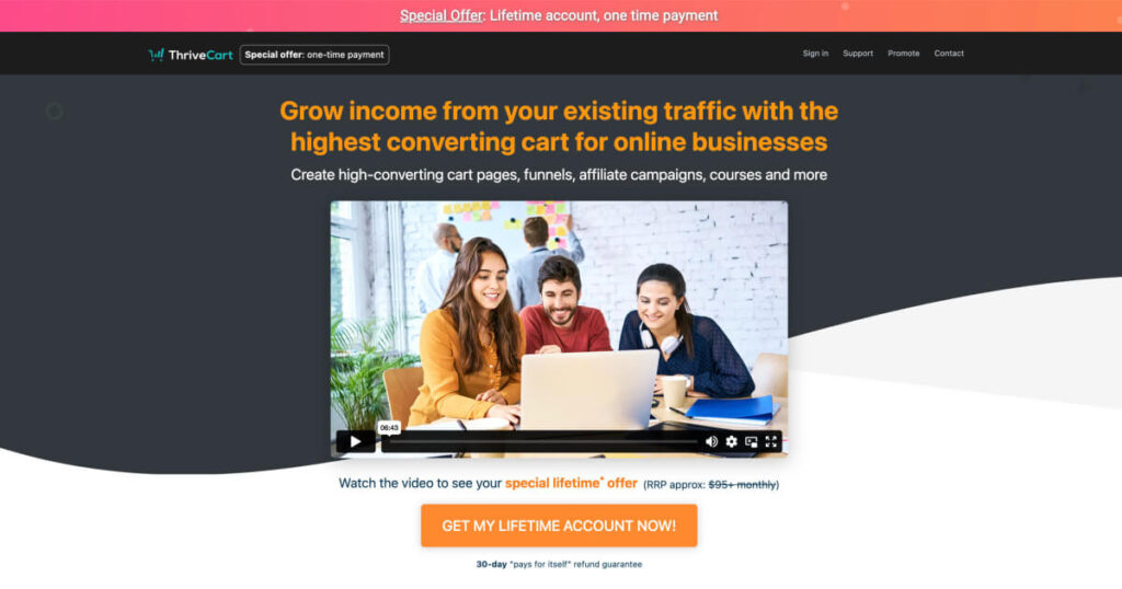 ThriveCart new homepage