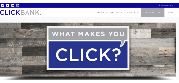 The ClickBank homepage