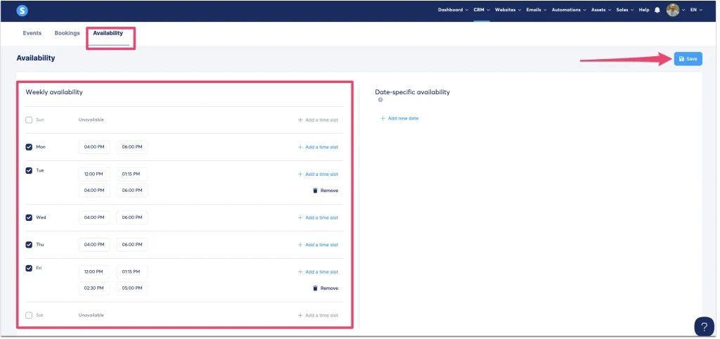 calendar-default-availability Default availability settings for your booking calendar